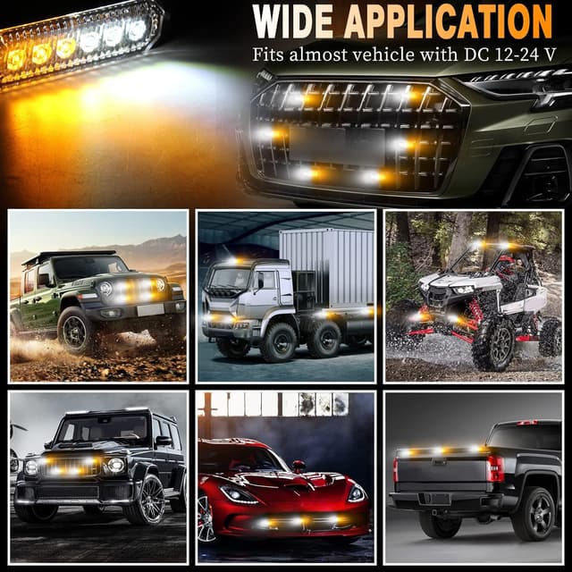 Thumbnail 6 de Amber & white strobe lights 6 LEDs