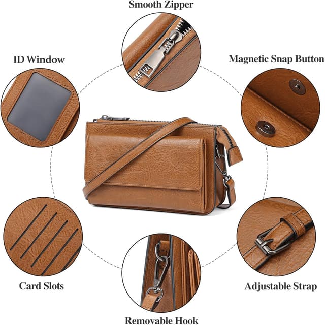 Detalle de GAEKEAO RFID blocking crossbody bag for women with phone purse and wristlet strap