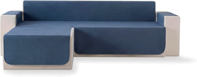 Detalle de Copridivano Todocama per divano/chaise longue imbottito a rombi traspirante, grigiastro, 200 cm