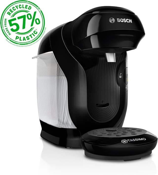 Detalle de Tassimo by Bosch Style Friendly Pod Coffee Machine Bundle (TAS112EGBC) with 40 Kenco Drinks – Black