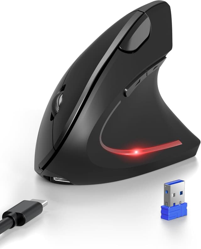 Detalle de TECKNET ergonomische Bluetooth-Maus mit Jiggler & wiederaufladbar – BT 5.0/3.0 + 2,4 GHz, bis 4.800 DPI