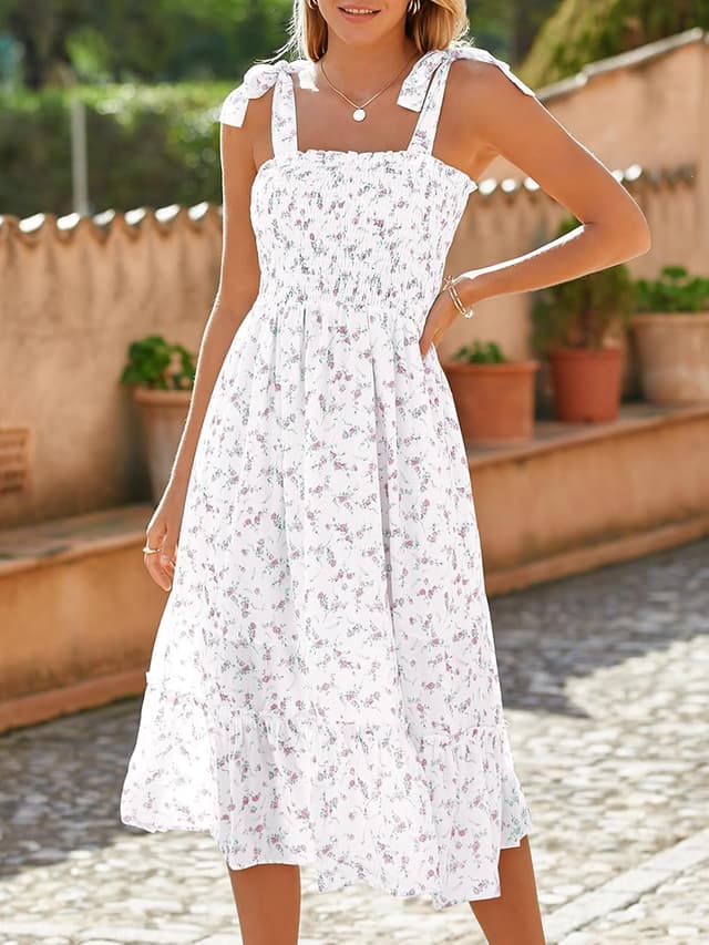 Detalle 2 de Imily Bela Women’s Summer Floral Maxi Dress with Boho Tie Straps