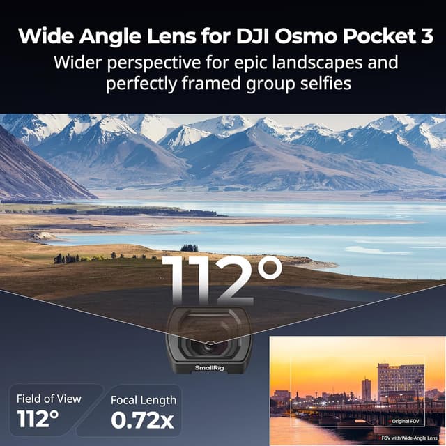Thumbnail 1 de SmallRig Objectif grand angle 0,72x pour DJI Osmo Pocket 3 (fixation magnétique) — 112°