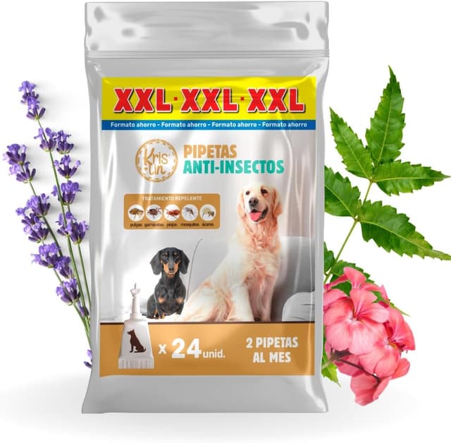 Detalle de KRISLIN Pack 24 Pipetas Anti-Insectos para Perros Repelentes Naturales