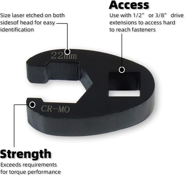 Detalle de Set 19 chiavi a zampa di gallo CCLIFE con attacco esterno quadrato 1/2" e 3/8" (8–32 mm)