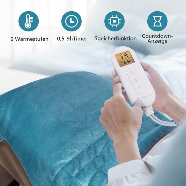 Detalle de Comfytemp gewichtetes Heizkissen für Rücken, Schulter und Nacken mit 9 Wärmestufen & Abschaltautomatik