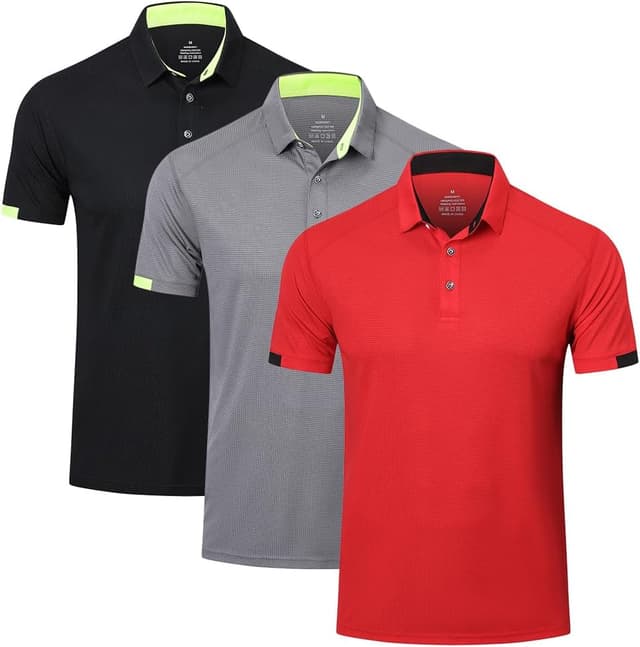 Thumbnail 5 de HUAKANG 3 Pack Mens Polo Shirts 100% Polyester