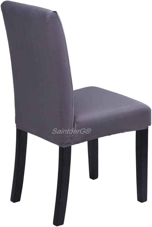 Detalle de SaintderG Housse de chaise 6 pièces en lycra pour salle à manger (gris)