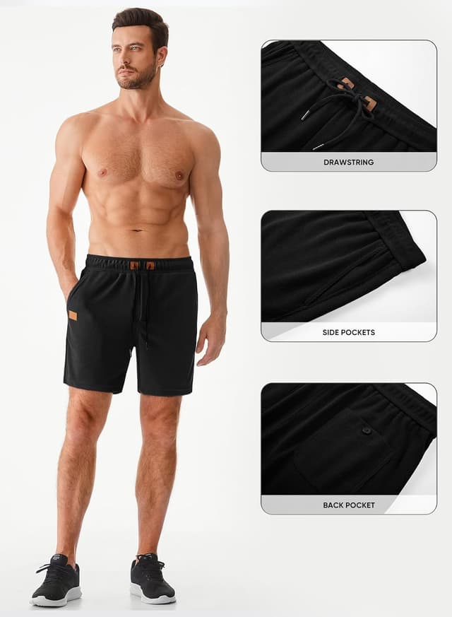 Thumbnail 6 de JMIERR Men’s Casual Waffle Shorts (5"/7") with Elastic Waist, Drawstring & Pockets