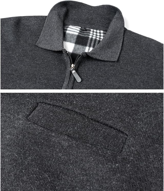 Thumbnail 3 de Yukirtiq Maglioni Uomo Invernali Collo Polo Zip