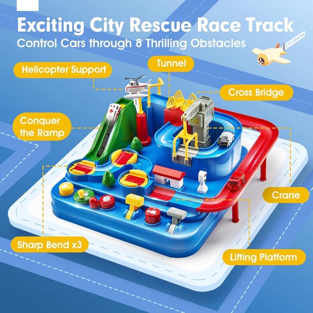 Detalle 2 de hahaland Large Car Race Track for Age 3