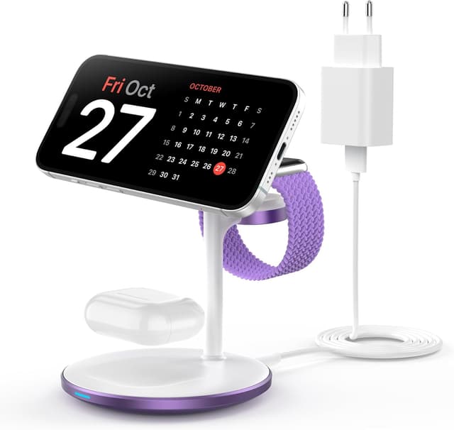 Thumbnail 3 de DEESOOCO stazione di ricarica induttiva 3 in 1 con Mag-Safe per iPhone 15/14, Apple Watch e AirPods