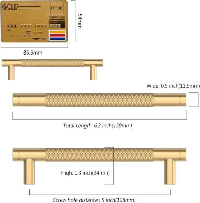 Detalle 2 de Schrankgriffe Champagner Bronze 5 Stück 128 mm