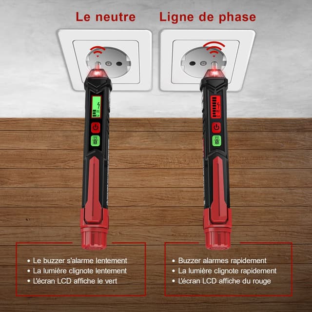 Detalle de KAIWEETS HT100 Détecteur de tension 12V–1000V