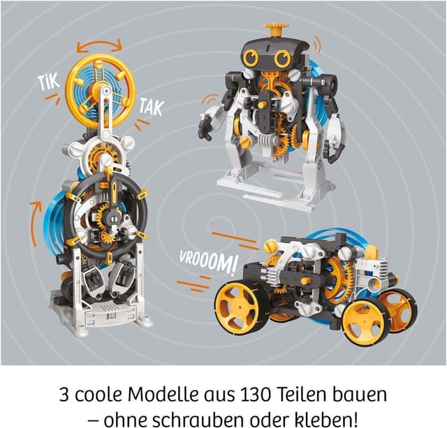Detalle 2 de Kosmos 620783 Mechanical Power – Scatola esperimenti STEM con motori a spirale per auto da corsa, robot e timer