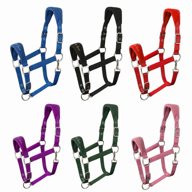 Detalle 2 de AK Feather Soft Padded Horse Head Collar with Fleece Cheek Lining – Extra Comfort Padding, Adjustable Curb & Poll Straps (Dark Grey, Full/L)