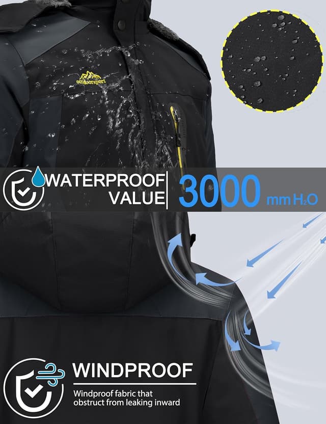 Detalle 2 de TACVASEN Men's Winter Ski Jacket