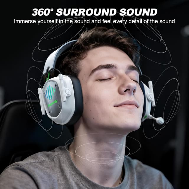 Detalle de Skapendy Wireless Gaming Headset (2.4GHz USB & Type-C, ENC Mic, 50mm Drivers) for PC, PS5, PS4, Switch, Mac & Mobile