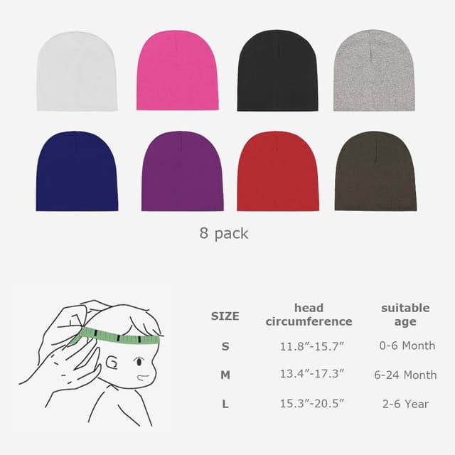 Thumbnail 5 de DRESHOW 8er Pack Baby Mützen Unisex