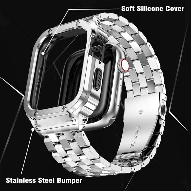 Detalle 2 de SUPLINK Stainless Steel Case with Strap for Apple Watch Ultra 3/2/1 & SE 3/2/1 & Series 11–1 (49–38mm)