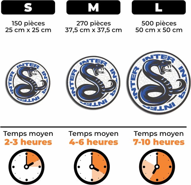 Detalle 2 de Iconic Puzzles Inter Snake, puzzle en bois sous licence officielle (150 pièces) – taille S