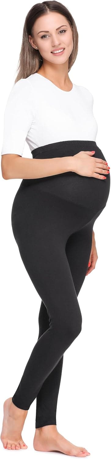 Detalle de Be Mammy Umstandsleggings BE20-257 – lange Schwangerschaftsleggings mit hohem Bund