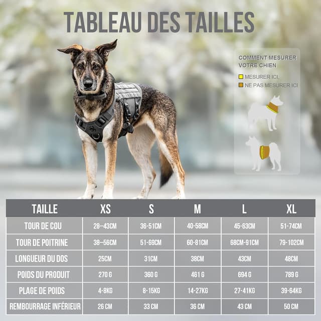 Detalle de OneTigris Harnais de sécurité réglable pour chiens de taille moyenne et grande (maille respirante, 2 poignées)