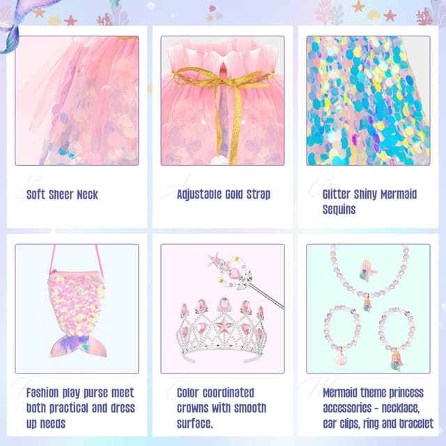 Detalle 2 de Meland Princess Dress Up 11Pc Mermaid Set