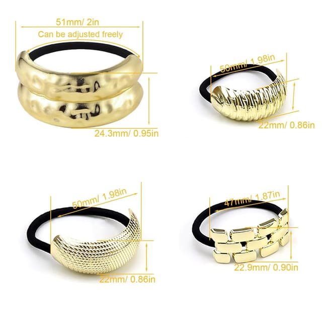 Detalle 2 de LWLWA Haargummi Scrunchie 4er Set im Goldlook