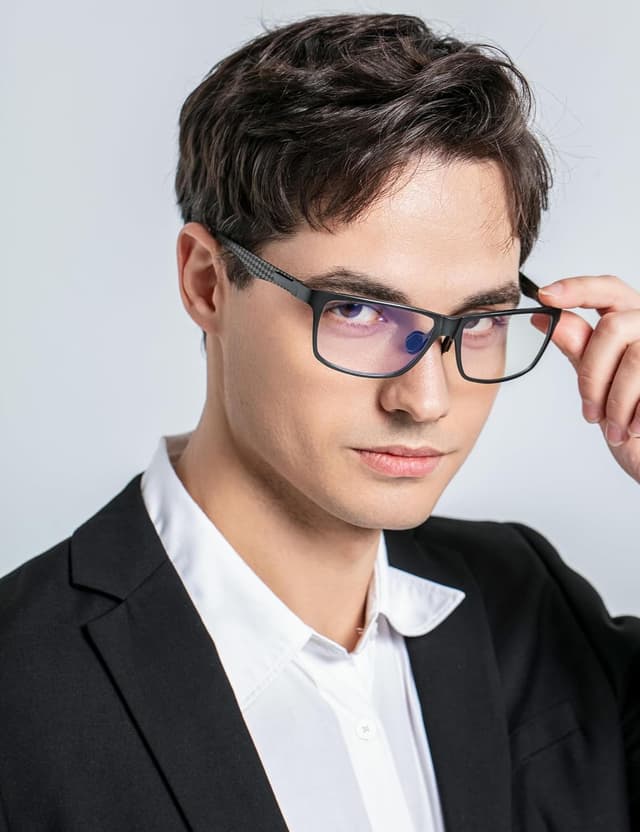 Detalle de ANYLUV Blue Light Blocking Glasses for Men (Lightweight Al-Mg + Carbon Fiber Composite Frames)