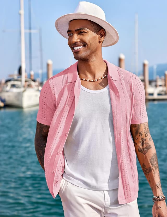 Detalle 2 de COOFANDY Men's Knit Polo Shirt