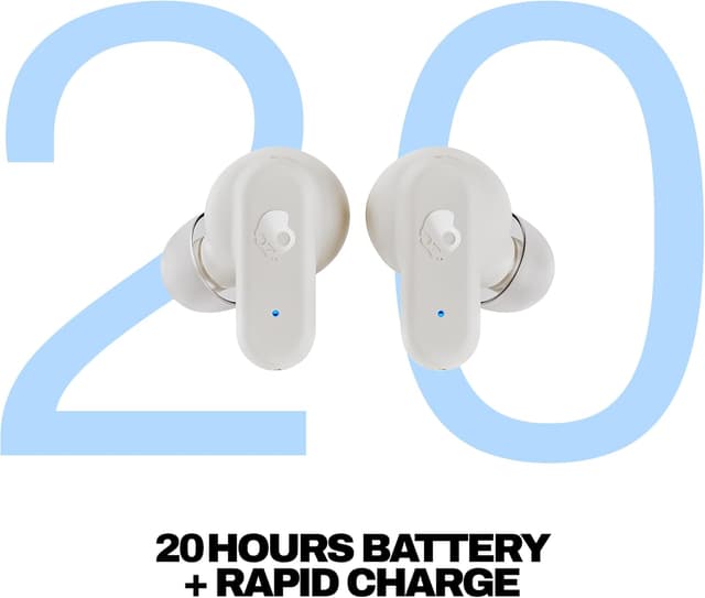 Detalle 2 de Skullcandy Dime 3 Wireless In-Ear-Kopfhörer (weiß) – bis zu 20 Std. Akkulaufzeit, Mikro & Bluetooth