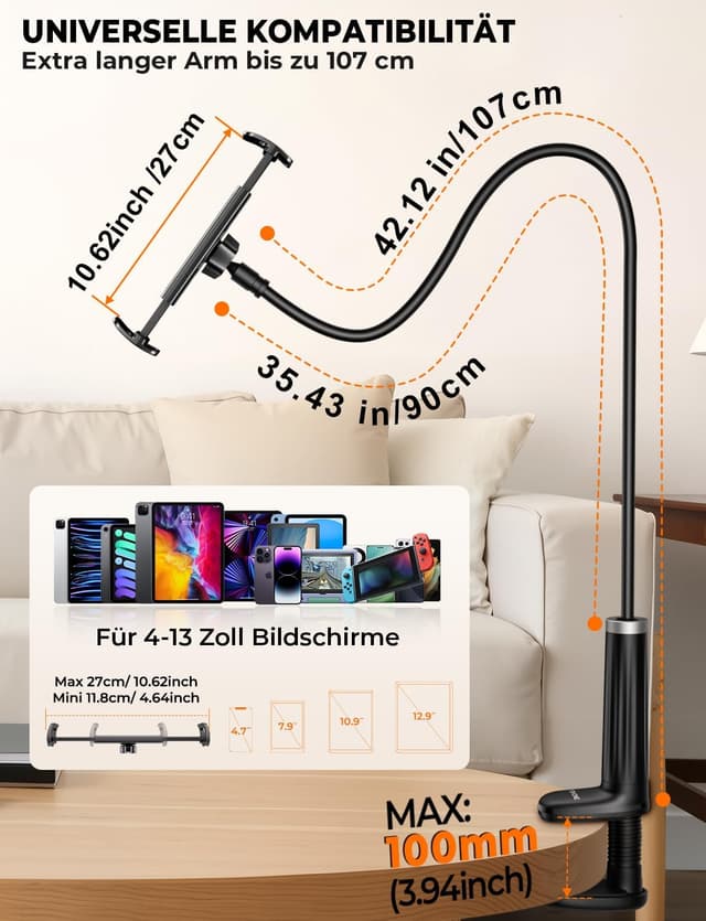 Thumbnail 5 de Schwanenhals Tablet Bett Halterung 360°