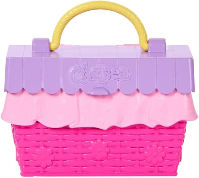 Detalle de Barbie Chelsea Tea Party (JJB40) – set con mini bambola Chelsea bionda e 10 accessori, cesta da picnic trasformabile in tavolo