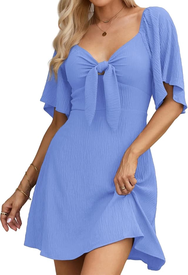 Detalle 2 de Dokotoo 2026 Deep V Bow Tie Mini Dress S-XL