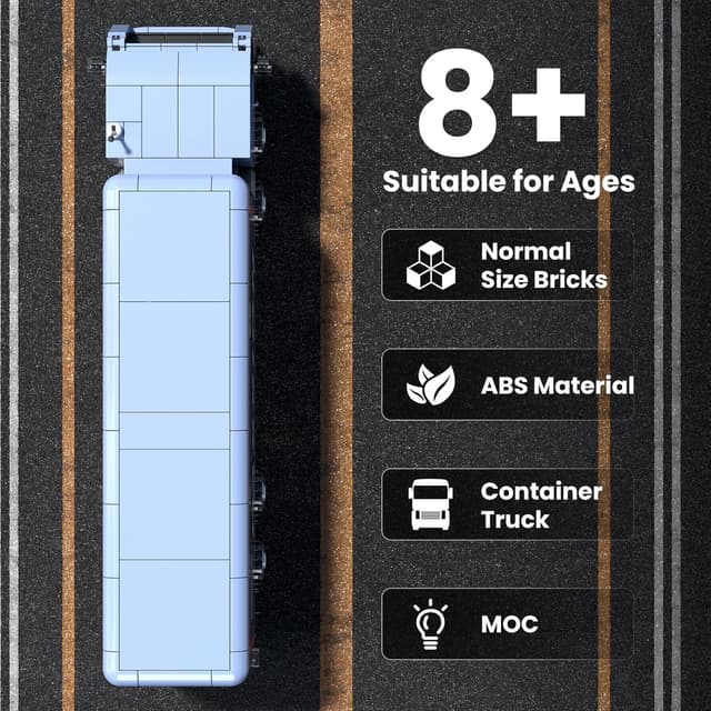Detalle de Mould King 24071 Klemmbausteine LKW-Modellbausatz (615 Teile) – Container/LKW-Wohnmobil als MOC-Sammelmodell