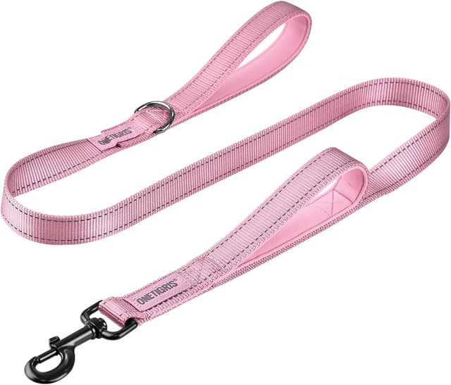 Detalle de OneTigris Guinzaglio per cani tattico con 2 manici e strisce riflettenti, 122 cm, rosa