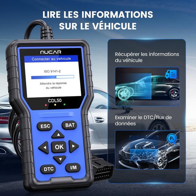 Detalle 2 de Valise Diagnostic Auto MUCAR CDL50 OBD2 : lecteur de codes et effacement des défauts moteur