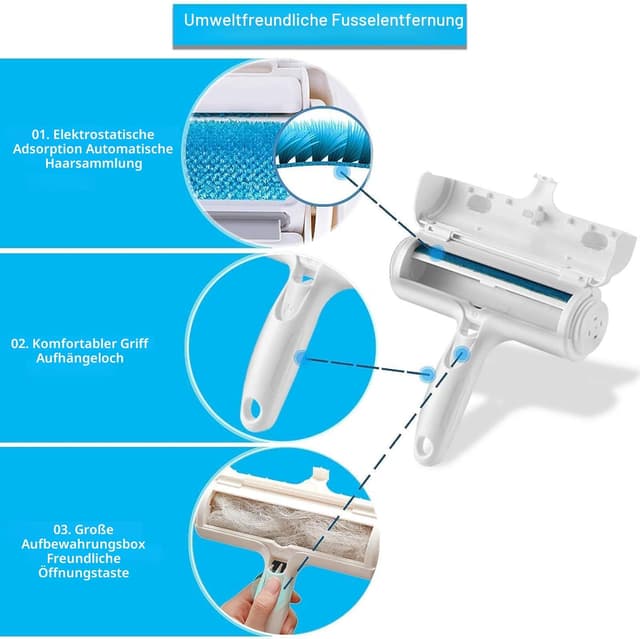 Thumbnail 4 de ACE2ACE Tierhaarentferner Fusselrolle weiß 🐾
