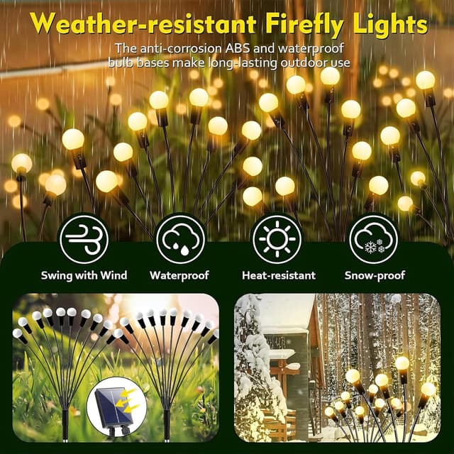 Detalle 2 de RJEDL Solar Firefly Lights with Remote — 60 LED outdoor swaying lights (pack of 6)