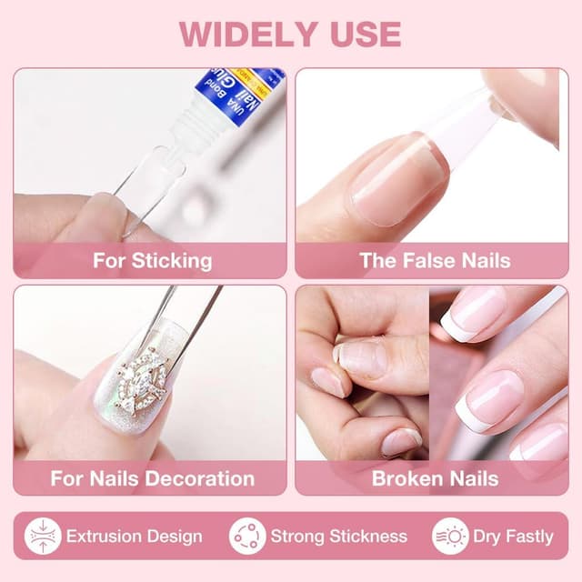 Detalle 2 de Colle à ongles gel pour Nail Art strass 3×10 g (avec colle extra forte, séchage rapide)