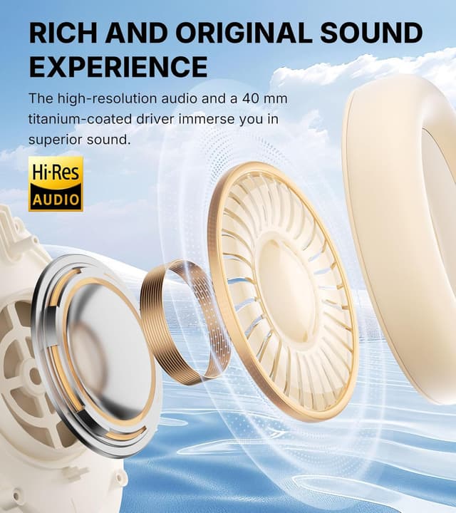 Detalle 2 de Edifier WH700NB Pro kabellose Over-Ear Kopfhörer mit ANC bis -43 dB, Hi-Res Audio, Bluetooth V5.4 und KI-Anrufen (Elfenbein)
