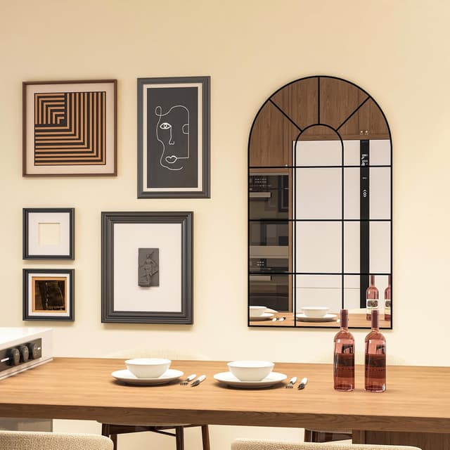 Detalle de CASSILANDOSpecchio da parete per finestra ad arco 105 x 60 cm nero