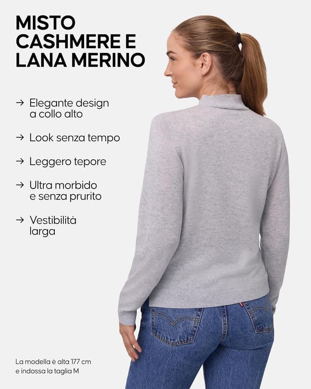 Thumbnail 1 de DANISH ENDURANCE Maglia donna dolcevita in lana merino e cashmere