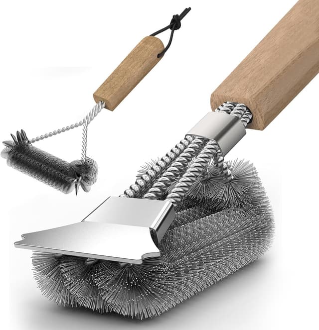 Detalle de Grillbürste 39 cm Dreieck mit Holzgriff