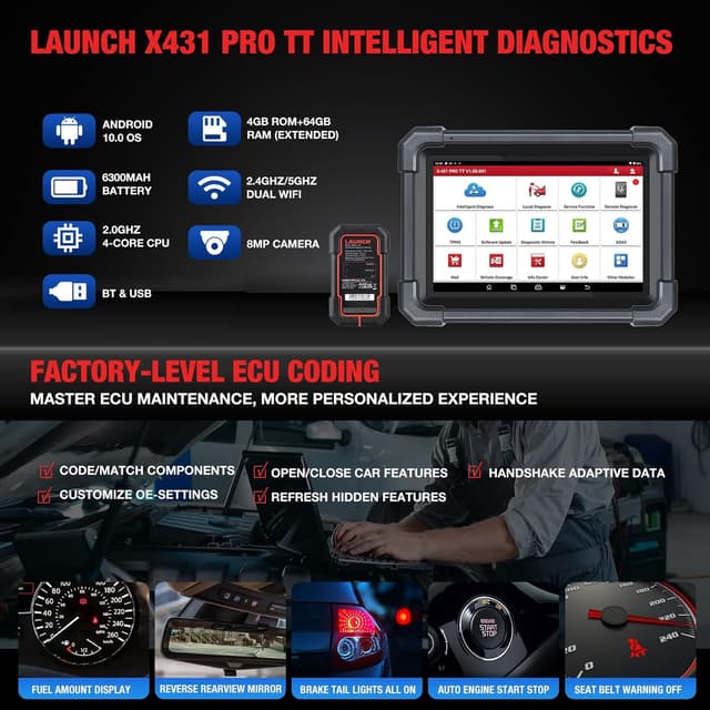 Detalle 2 de Launch X431 Pro TT Elite – valise diagnostic auto bi-directionnelle avec DBSCar VII