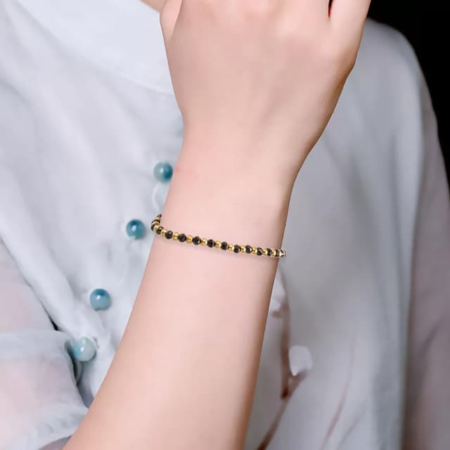 Detalle de vissen Naturstein-Armband Damen aus Edelstahl, goldfarben, verstellbar