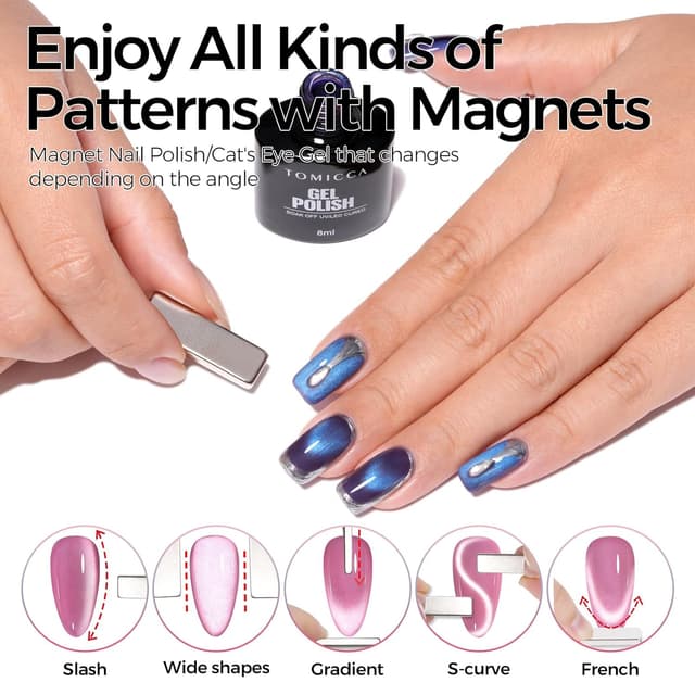 Detalle 1 de TOMICCA Cat Eyes UV Gel Nagellack Set 4 Farben