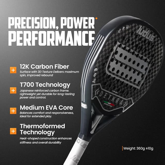 Detalle 1 de Racchetta da padel 12K in carbonio 360 g