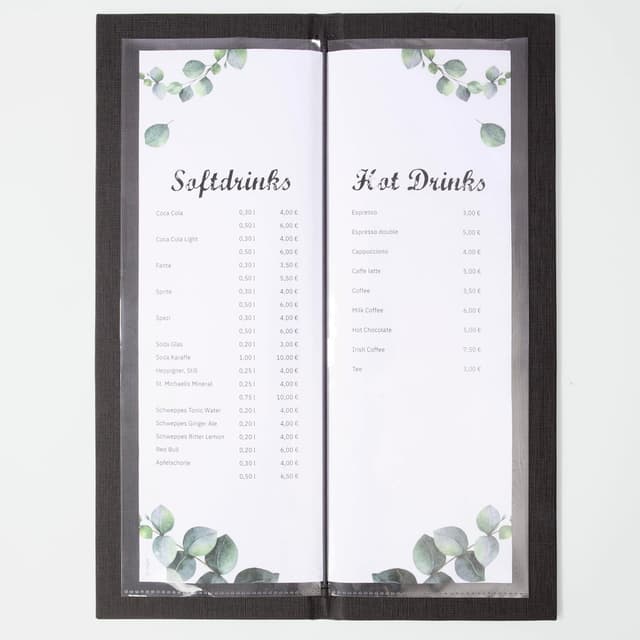 Detalle de SIGEL GM101 Getränkemappe im Barformat (1/2 A4) mit Gummi-Bindung – anthrazit mit Leinenstruktur